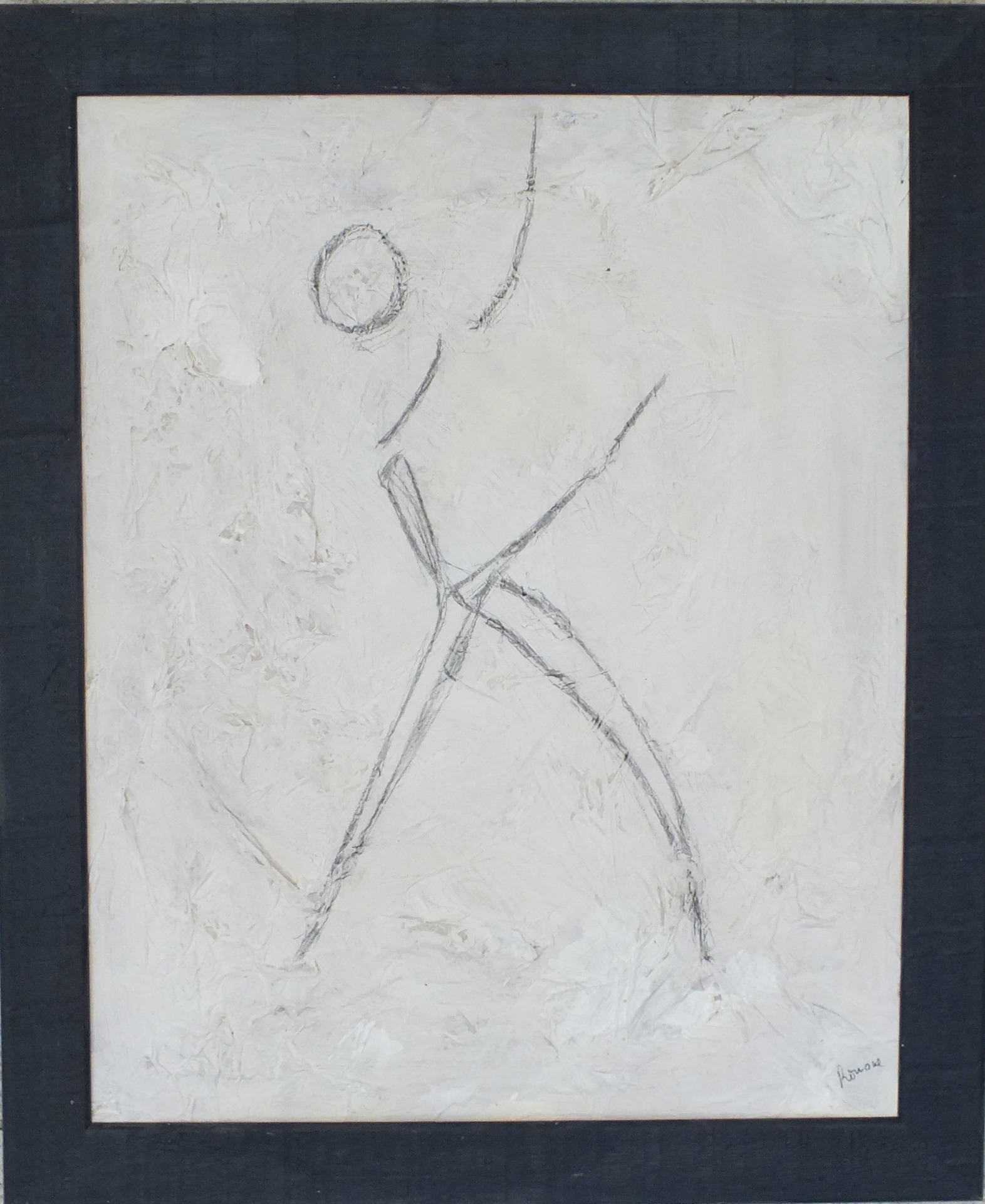 Tennisman (fusain sur papier mâché, cadre bois 25*30) 80 €.