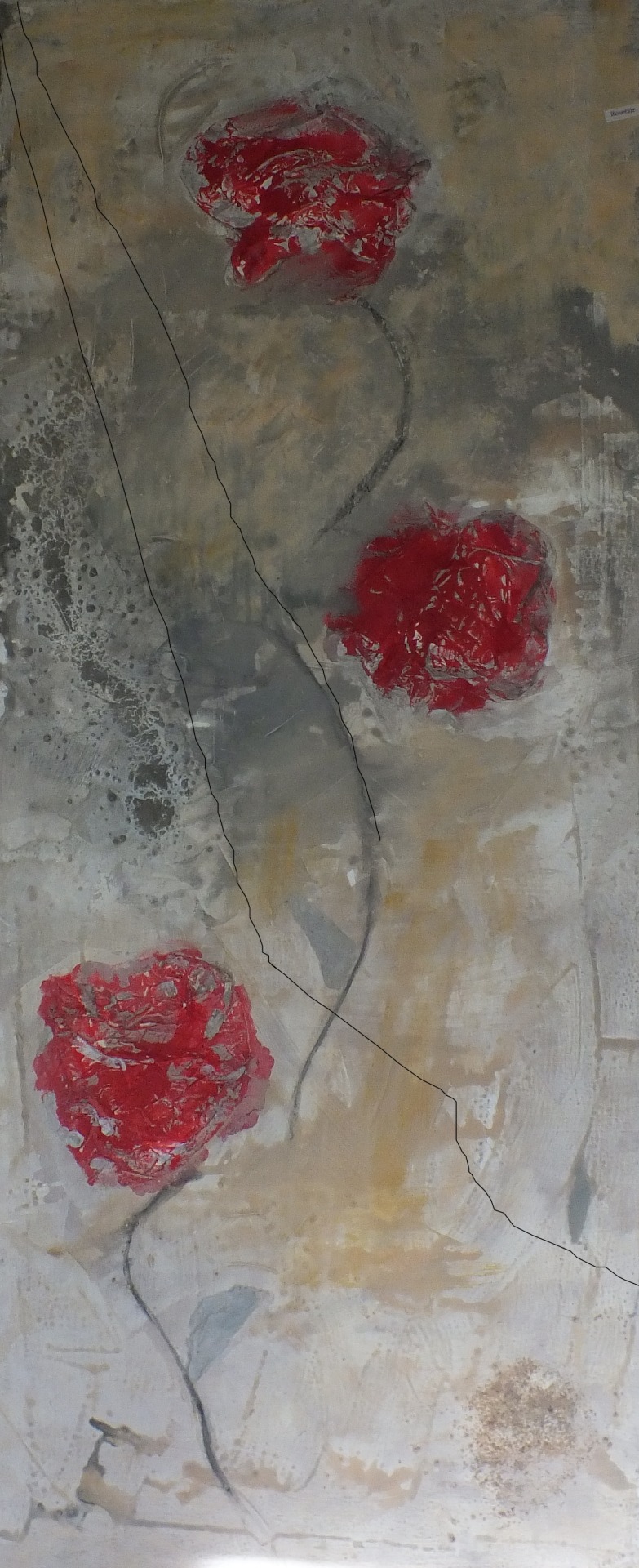 Roseraie (acrylique et collages 1m*40) Prix : 150 €